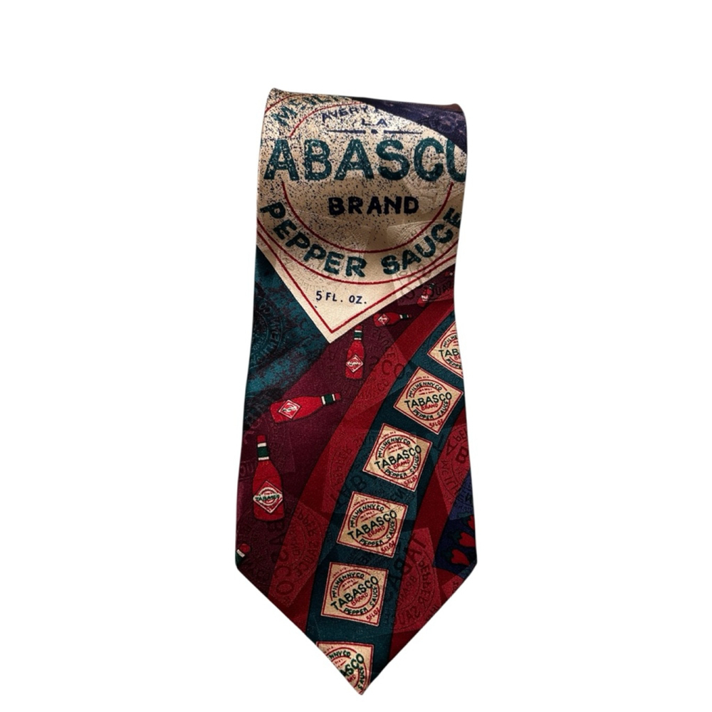 Tabasco Men’s Silk Tie Red Pepper Hot Sauce Novelty
